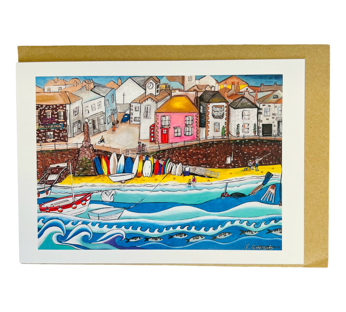 Mousehole Harbour A5 Greeting Card