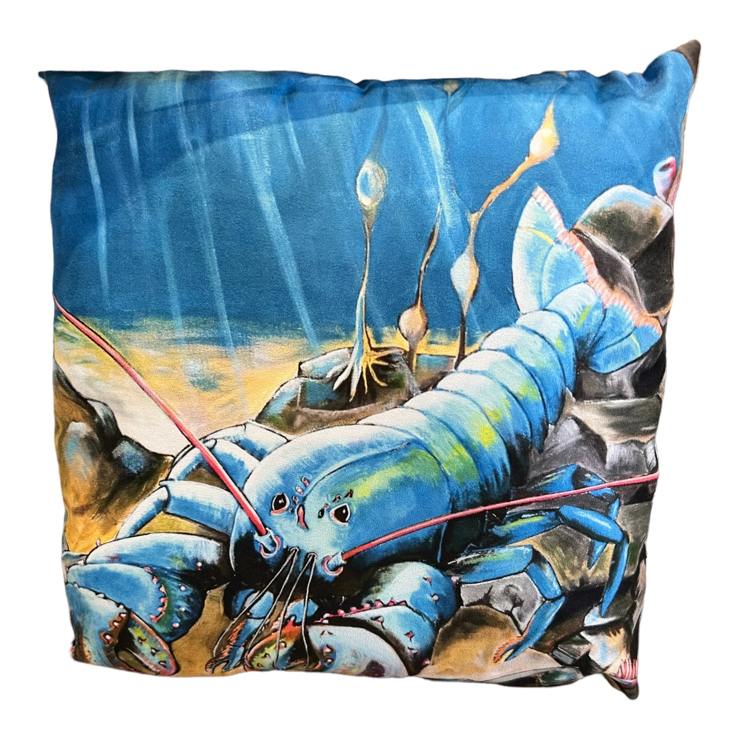 Blue Lobster Vegan Suede Cushion