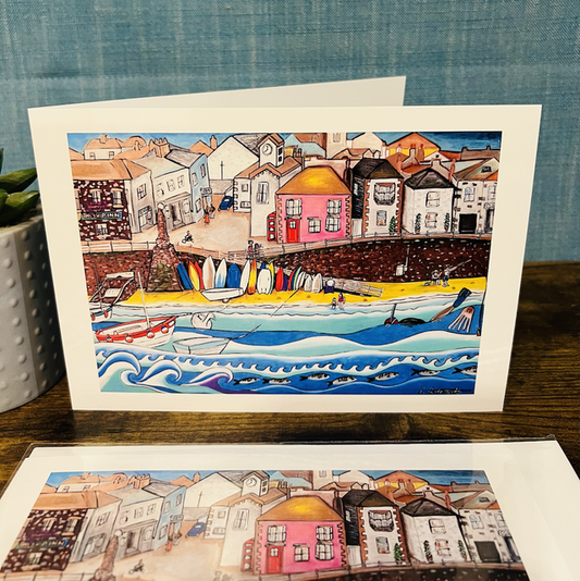 Mousehole Harbour A5 Greeting Card