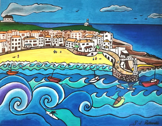 St.Ives Harbour Signed print